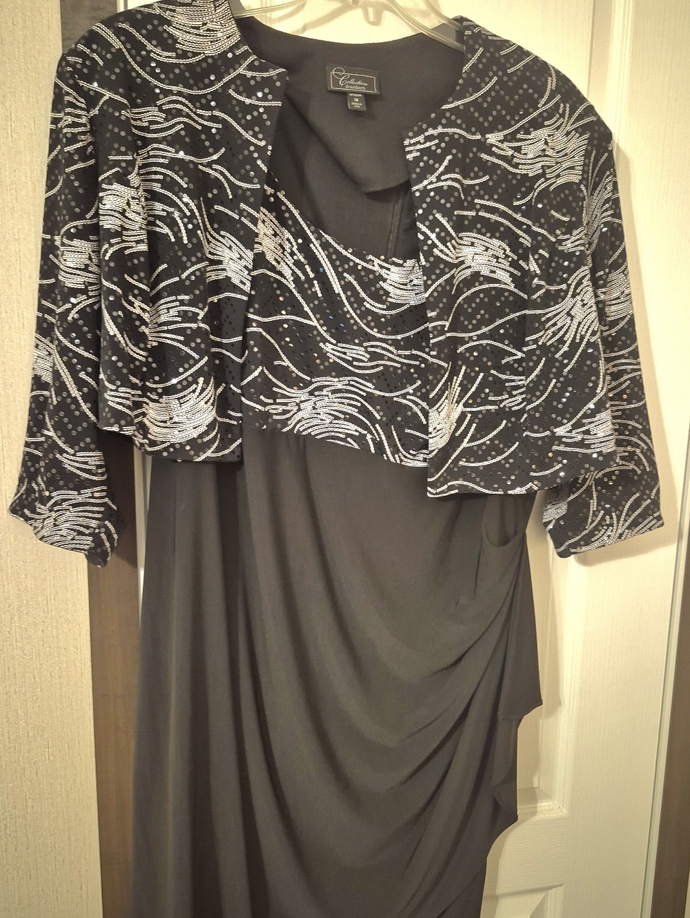 Dress Barn Black Asymmetrical Evening Dress with Beaded Jacket